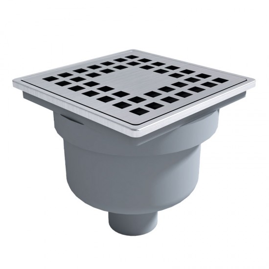 10x10 cm Paslanmaz Çerçeveli, Plastik Kasa Banyo Süzgeci