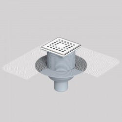 10x10 Cm Paslanmaz Çerçeveli, Alttan Çıkışlı Fileli Banyo Süzgeci