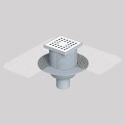 10x10 Cm Plastik Çerçeveli, Alttan Çıkışlı Fileli Banyo Süzgeci