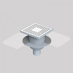 15x15 Cm Plastik Çerçeveli, Alttan Çıkışlı Fileli Banyo Süzgeci