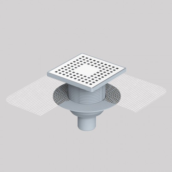 15x15 Cm Plastik Çerçeveli, Alttan Çıkışlı Fileli Banyo Süzgeci