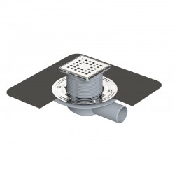 10x10 Cm Paslanmaz Çerçeveli, Yandan Çıkışlı Flanşlı Banyo Süzgeci