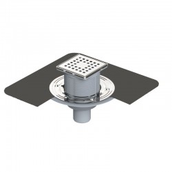 10x10 Cm Paslanmaz Çerçeveli, Alttan Çıkışlı Flanşlı Banyo Süzgeci