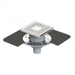 15x15 Cm Paslanmaz Çerçeveli, Alttan Çıkışlı Flanşlı Banyo Süzgeci