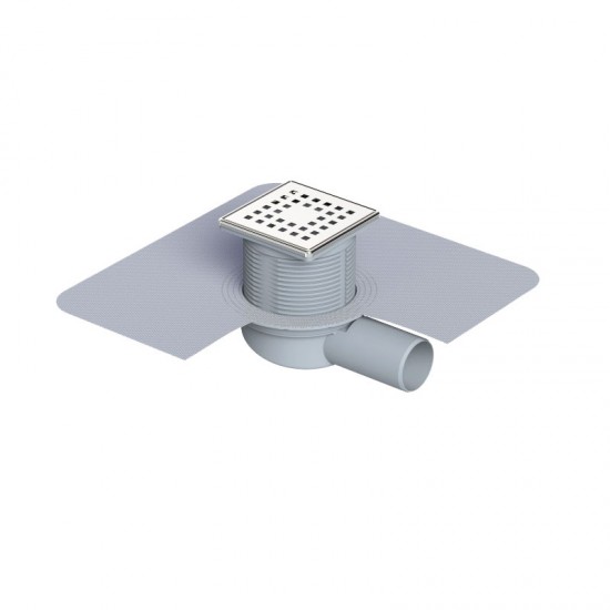 10x10 Cm Paslanmaz Çerçeveli, Yandan Çıkışlı Membranlı Banyo Süzgeci