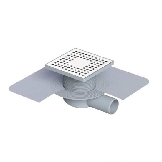15x15 Cm Plastik Çerçeveli, Yandan Çıkışlı Membranlı Banyo Süzgeci