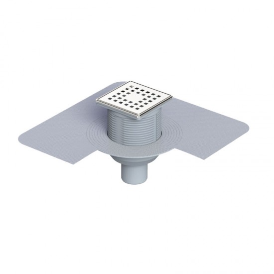 10x10 Cm Paslanmaz Çerçeveli, Alttan Çıkışlı Membranlı Banyo Süzgeci