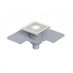 15x15 Cm Paslanmaz Çerçeveli, Alttan Çıkışlı Membranlı Banyo Süzgeci