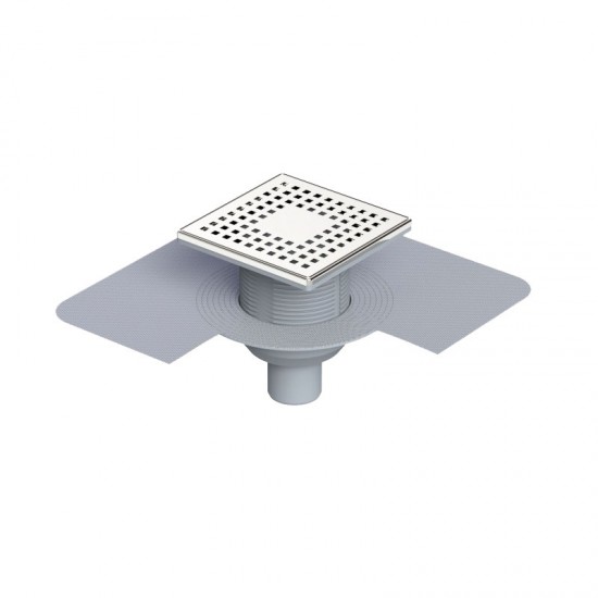 15x15 Cm Paslanmaz Çerçeveli, Alttan Çıkışlı Membranlı Banyo Süzgeci